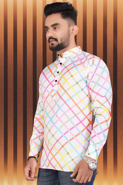 Pongal Special Trending Cotton Short Kurta With Full Sleeve