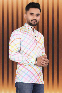 Pongal Special Trending Cotton Short Kurta With Full Sleeve