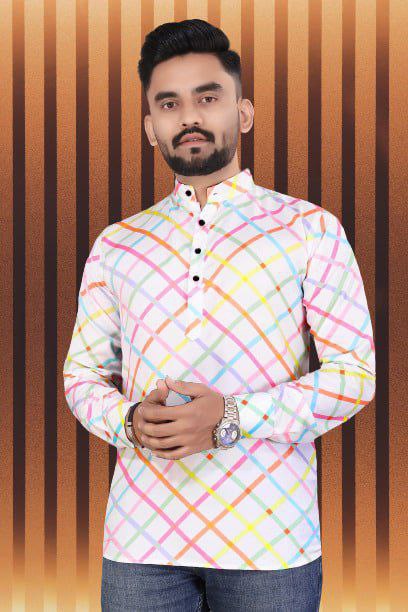 Pongal Special Trending Cotton Short Kurta With Full Sleeve