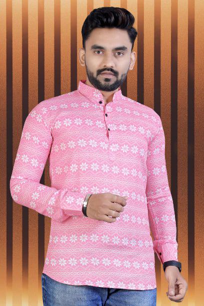 Pongal Special Trending Cotton Short Kurta With Full Sleeve