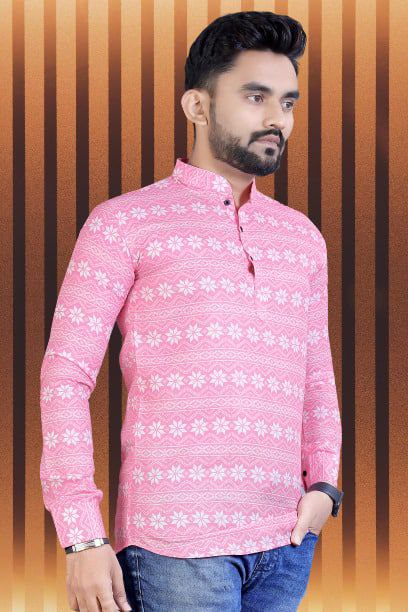 Pongal Special Trending Cotton Short Kurta With Full Sleeve