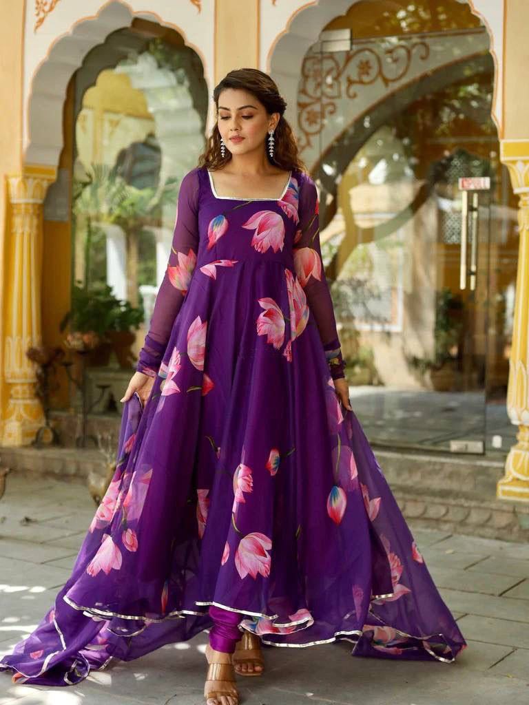 Faux Georgette  gown with dupata