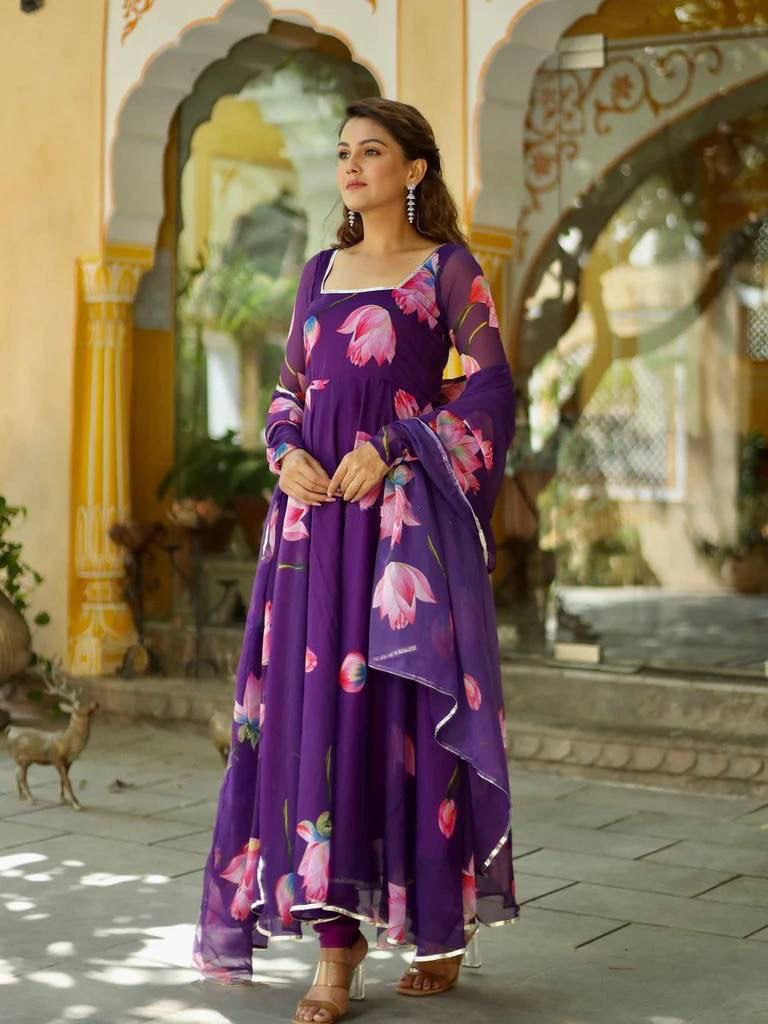 Faux Georgette  gown with dupata