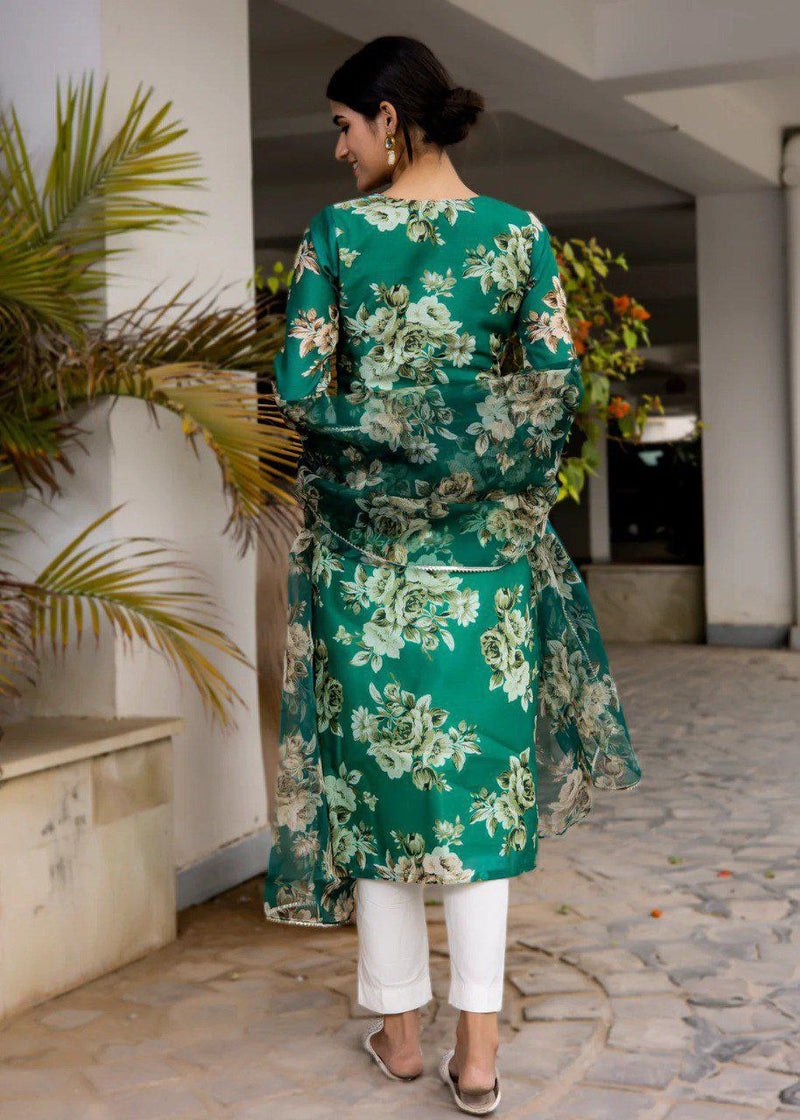 Georgette printed kurta with Dupatta  lace