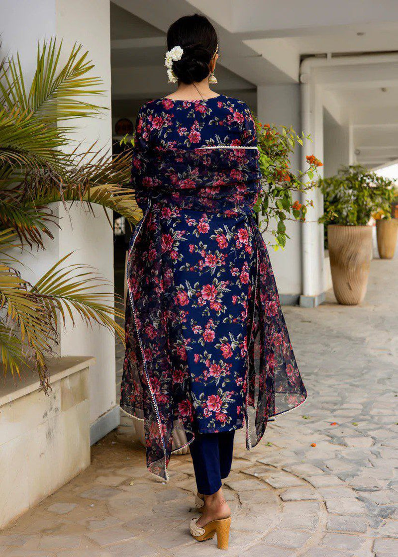 Georgette printed kurta with Dupatta  lace