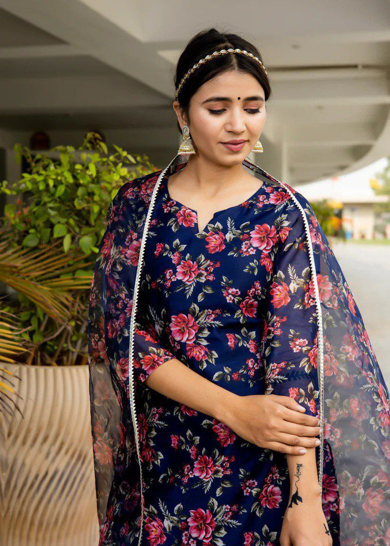 Georgette printed kurta with Dupatta  lace