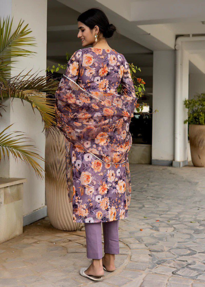 Georgette printed kurta with Dupatta  lace