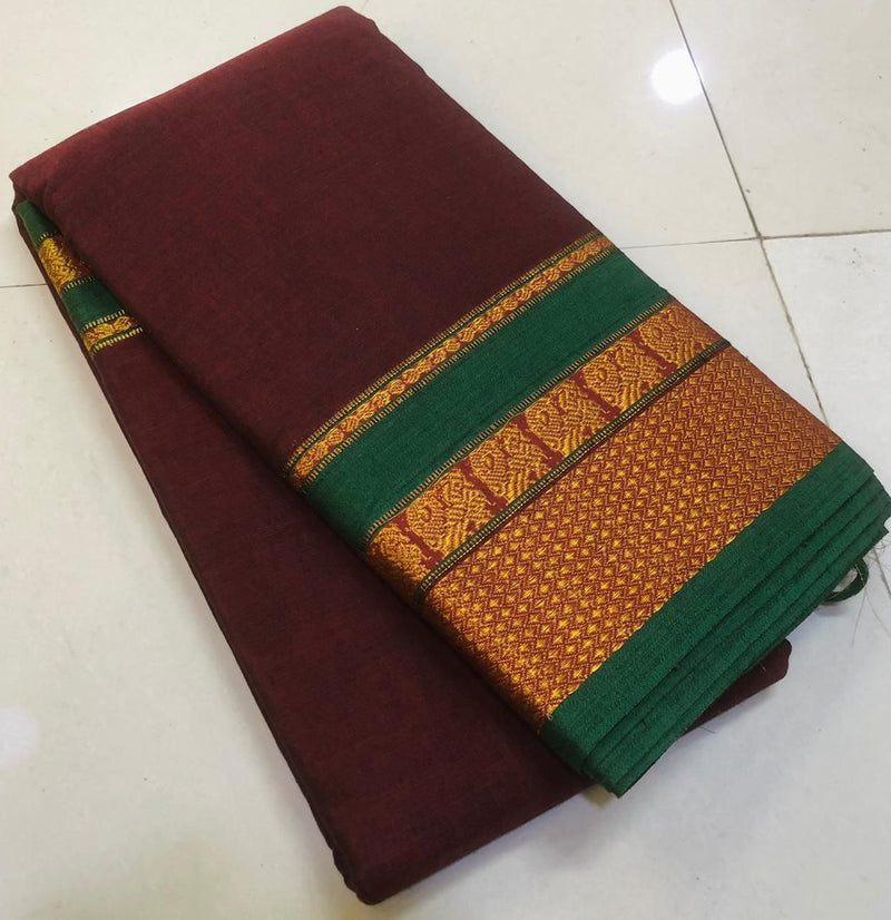 Pure handwoven soft mecerise narayanpeth cotton saree