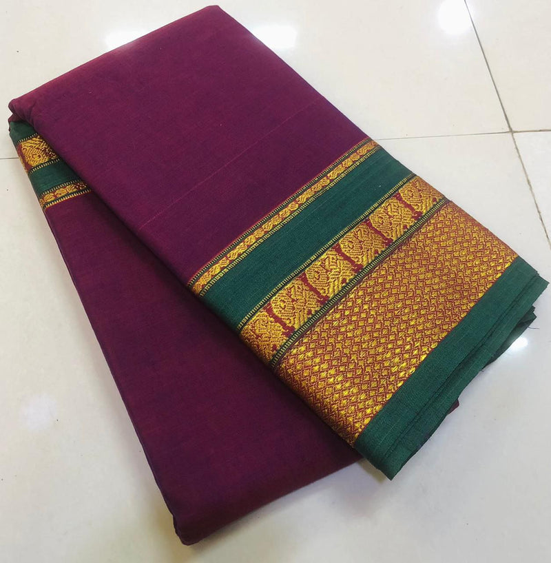 Pure handwoven soft mecerise narayanpeth cotton saree