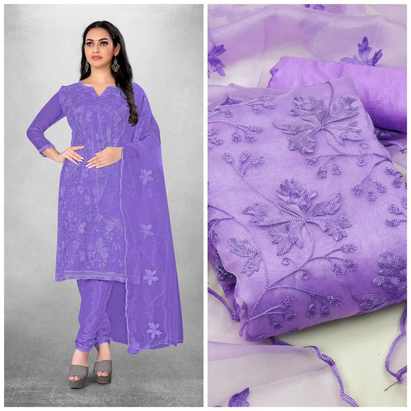 WONDERFUL ORGANZA SILK WITH EMBROIDERED FULLY STITCHED CHUDIDAR DRESS WITH ORGANZA SILK DUPATTA