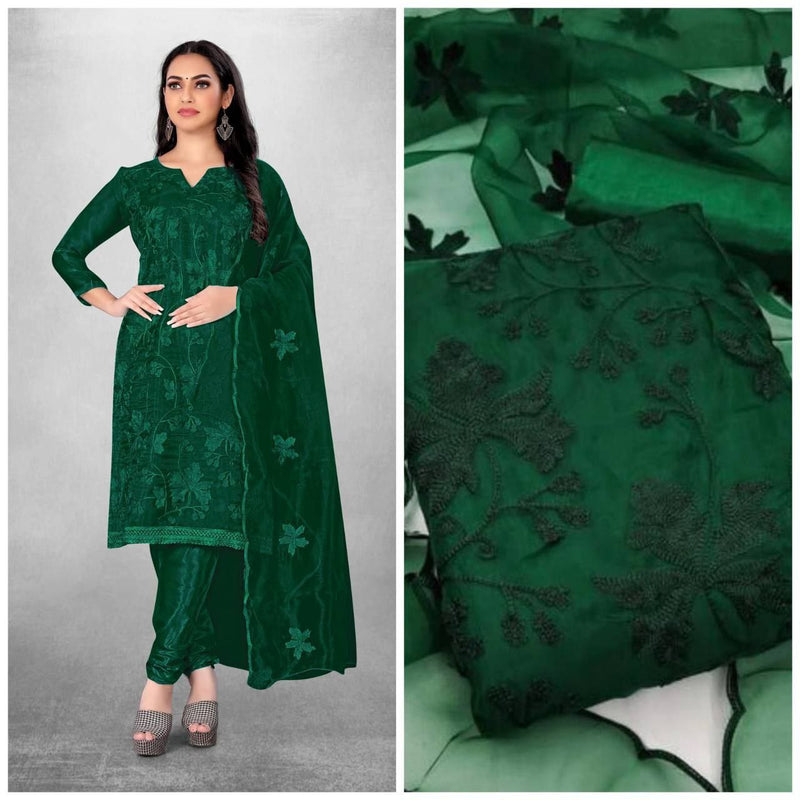 WONDERFUL ORGANZA SILK WITH EMBROIDERED FULLY STITCHED CHUDIDAR DRESS WITH ORGANZA SILK DUPATTA